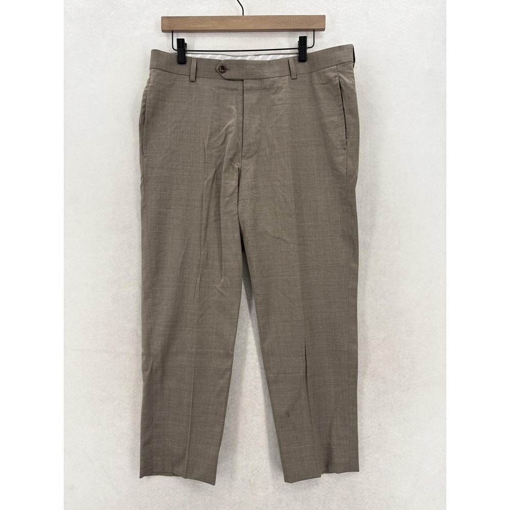 Brooks Brothers BrooksFlex Dress Pants Mens 34x25 Beige Wool Regent Fit Hemmed
